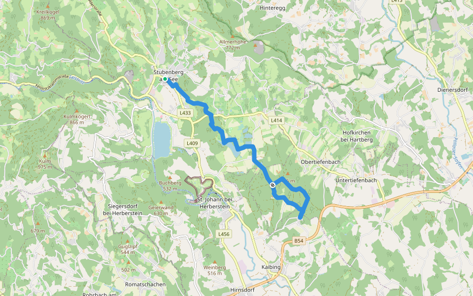 Fieberbründlweg (7) walking route map in Stubenberg am See
