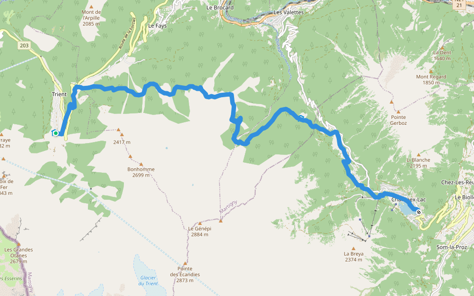 Via Alpina Red R114 walking route map in Trient