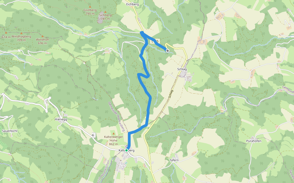 Kaltenberg - Schlag walking route map in Lichtenegg
