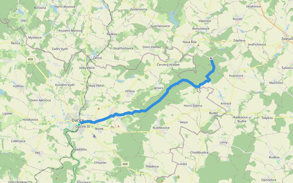 [M] Dačice - Magdaléna walking route map in Dačice