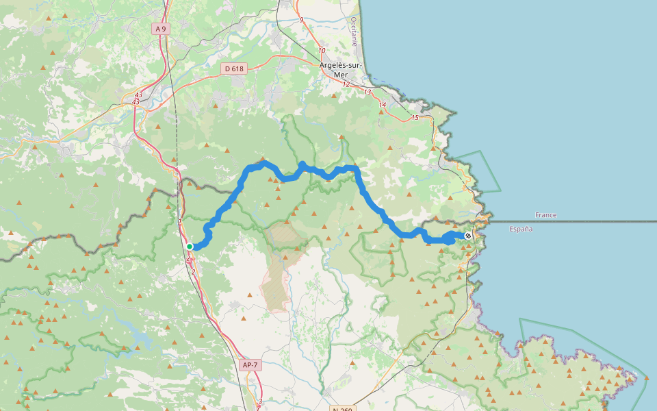 PR-C 71 La Jonquera-Portbou walking route map in La Jonquera