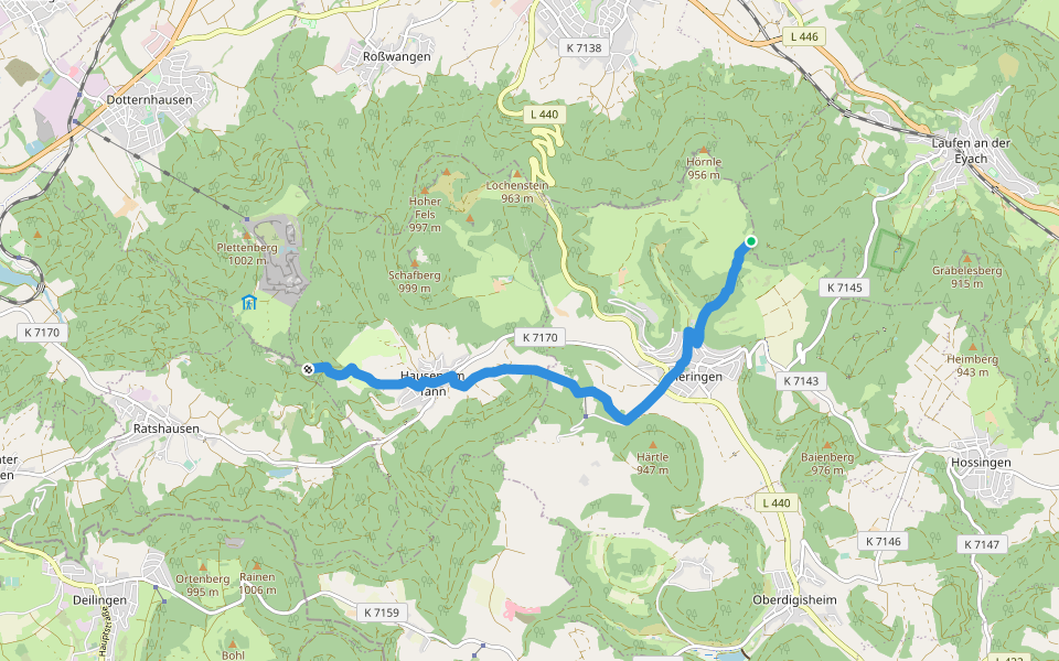 Hörnle-Tieringen-Plettenberg walking route map in Meßstetten