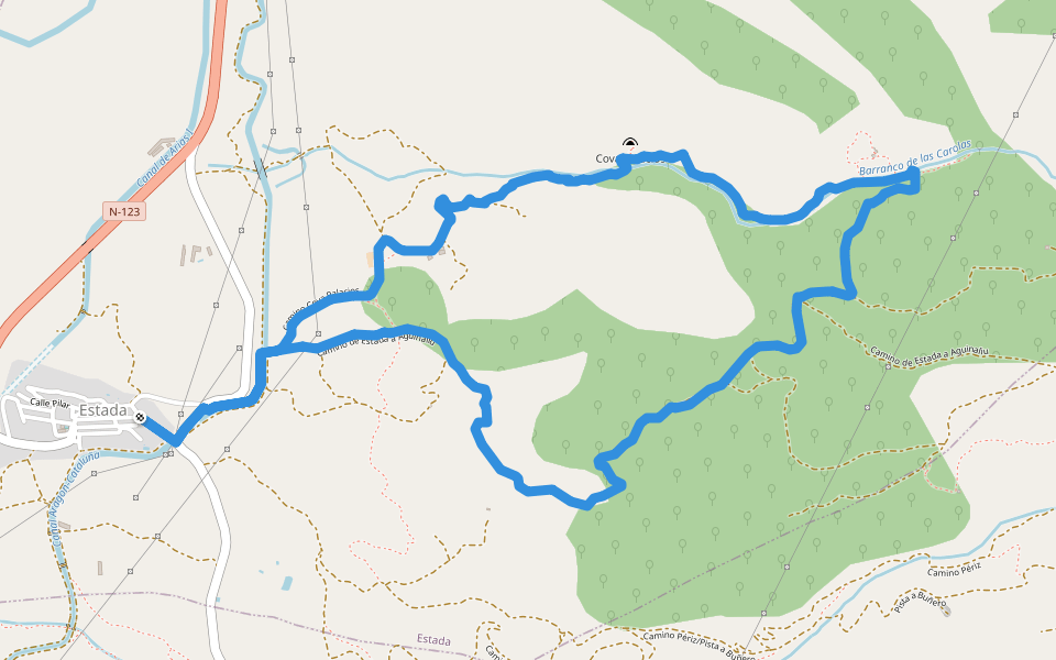 Ruta por la Sierra de Estada Senderos del Somontano walking route map in Estada