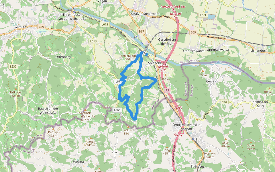 Rebenwanderweg Spielfeld walking route map in Straß in Steiermark
