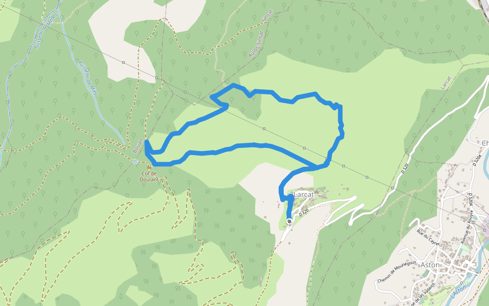 Ballade de la chapelle Saint-Barthelemy walking route map in Larcat