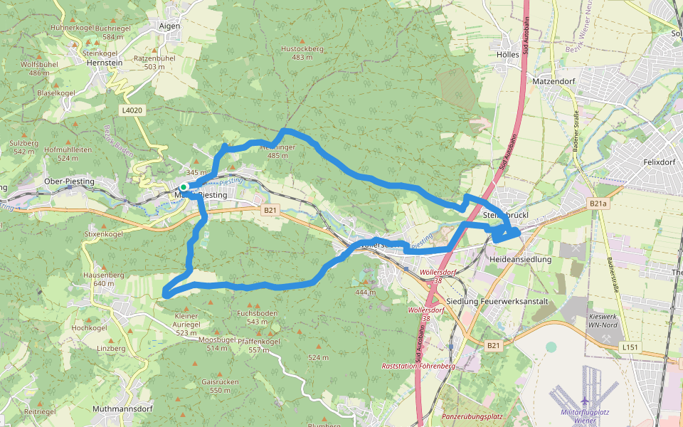 Wanderweg 231 V Rundwanderweg walking route map in Markt Piesting