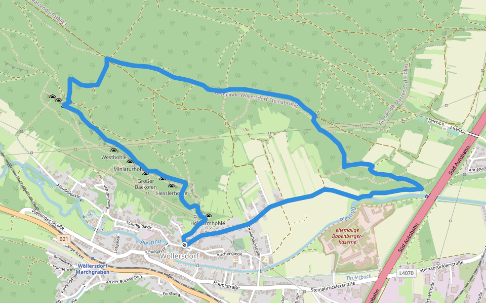 Wöllersdorf Rundwanderweg Naturlehrpfad "Panorama" walking route map in Wöllersdorf
