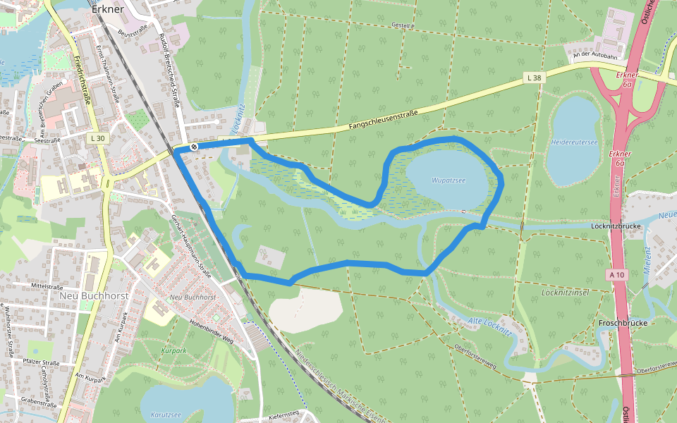 Wupatz‘ Lehrpfad walking route map in Erkner