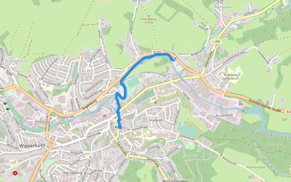 Weg "leeres Quadrat" walking route map in Wipperfürth