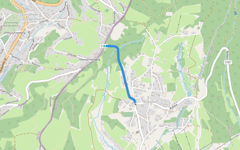 [Ž] Bublava (CZ/D) - Bublava (pam.) walking route map in Klingenthal