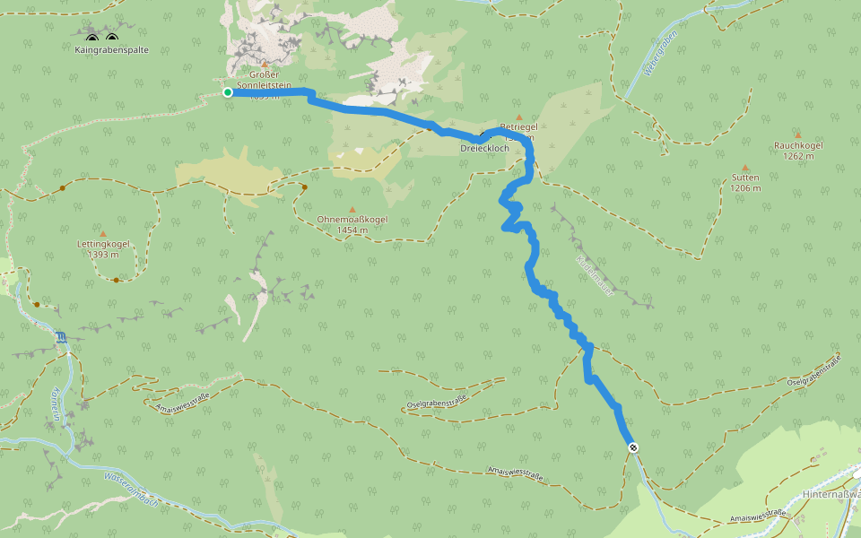 Franz-Jonas-Steig walking route map in Rax-Plateau