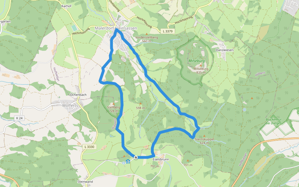 Milseburg-Malerrundweg walking route map in Poppenhausen (Wasserkuppe)