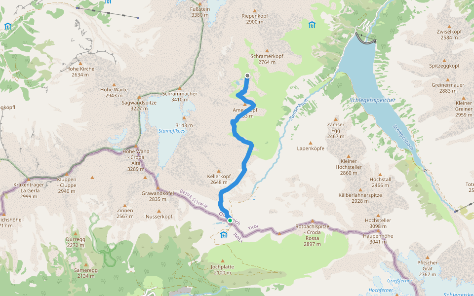 Wanderweg 528 walking route map in Vals