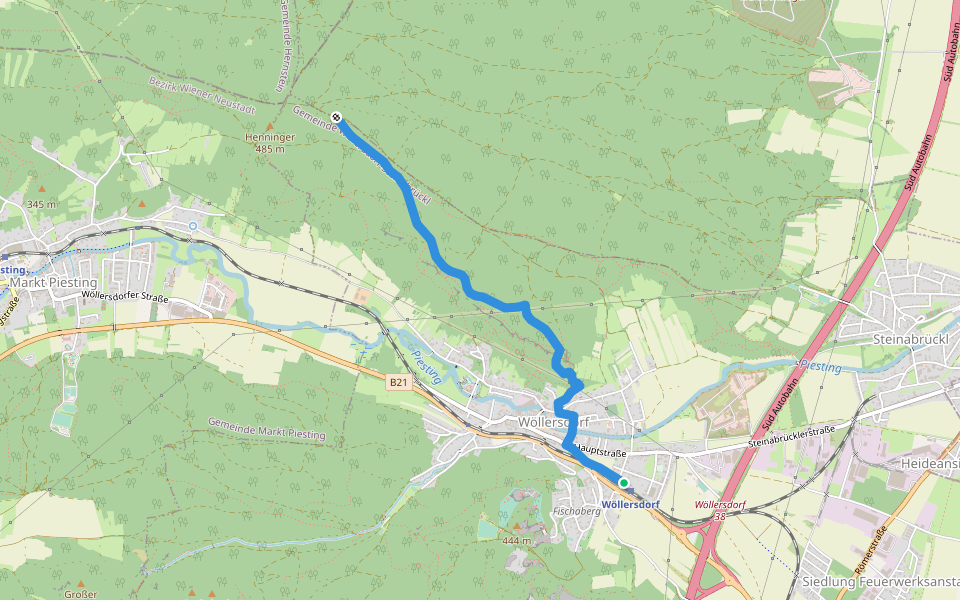 Wöllersdorf - Aigen walking route map in Wöllersdorf-Steinabrückl