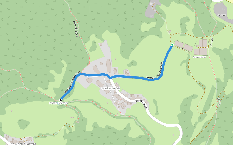 Sentiero del Menderle walking route map in Lupati