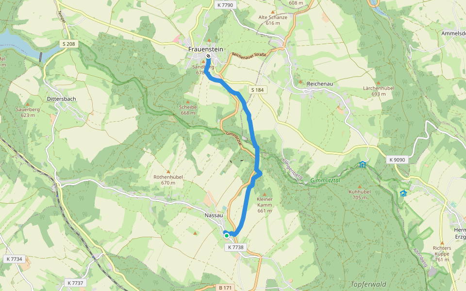 Ww Nassau - Frauenstein walking route map in Frauenstein