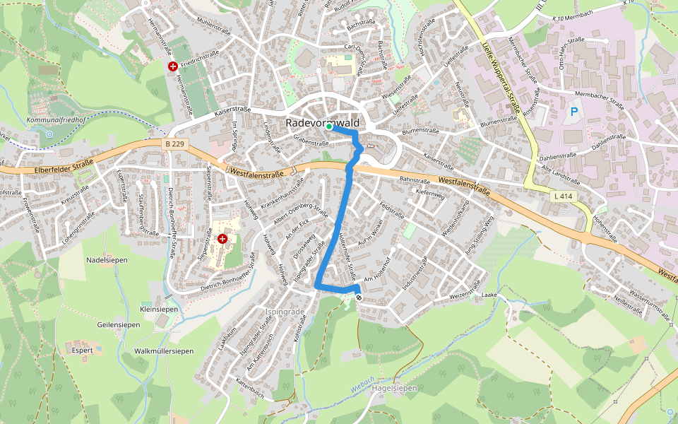 Bergischer Panoramasteig (Zustieg Radevormwald) walking route map in Radevormwald