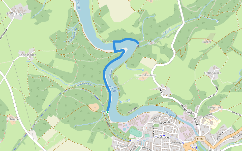 [2] Wasserweg (Hückeswagen) walking route map in Hückeswagen