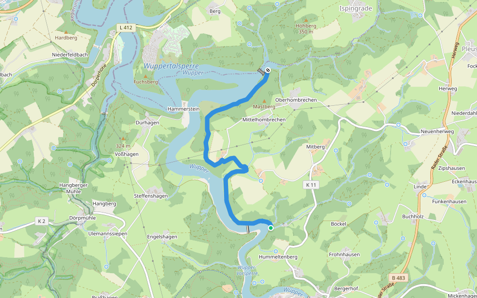 Rundweg (Hückeswagen) walking route map in Hückeswagen