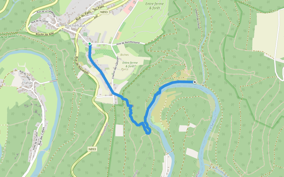 GR 16 - Variante des Echelles de Rochehaut walking route map in Bouillon