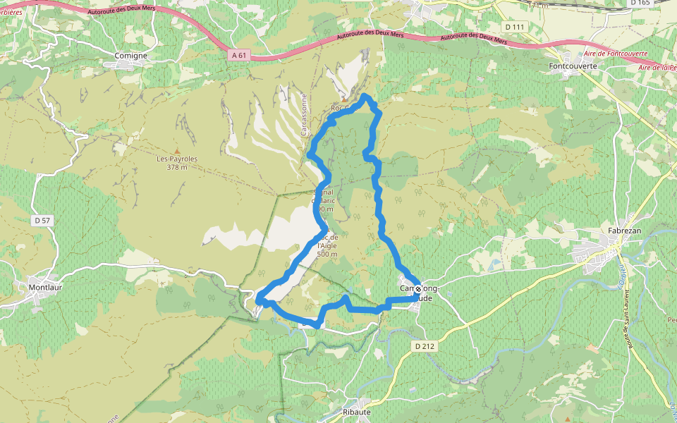 Le Roc de l'Aigle walking route map in Camplong-d'Aude