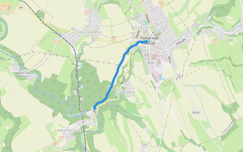 [M] Police nad Metují - Velké Petrovice walking route map in Police nad Metují