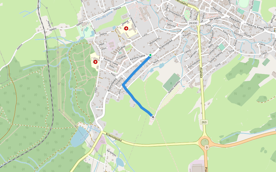 [M] Pomník Rumburské vzpoury walking route map in Rumburk