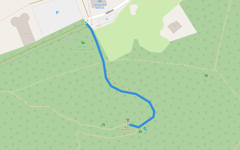 [M] rozhledna Dymník walking route map in Rumburk