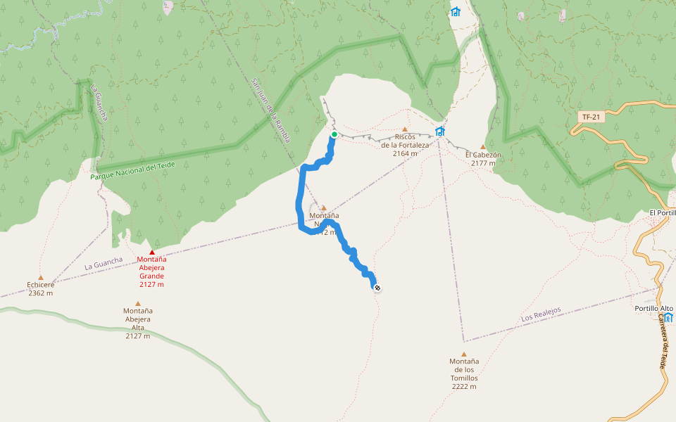 S-33 Montaña Negra walking route map in San Juan de la Rambla