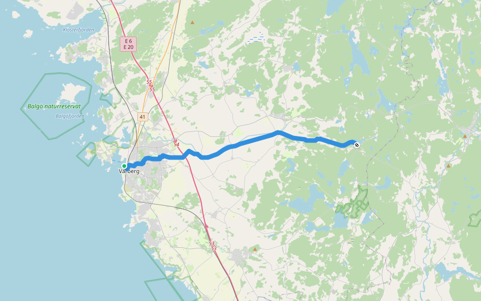 Hallandsleden Etappen Varberg - Åkulla walking route map in Varberg