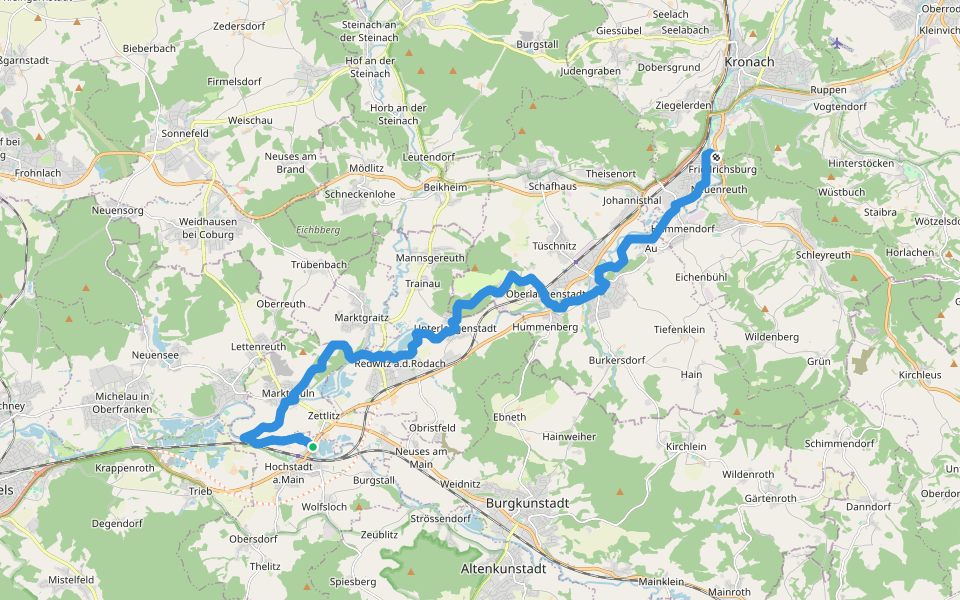 Flößerweg walking route map in Hochstadt am Main