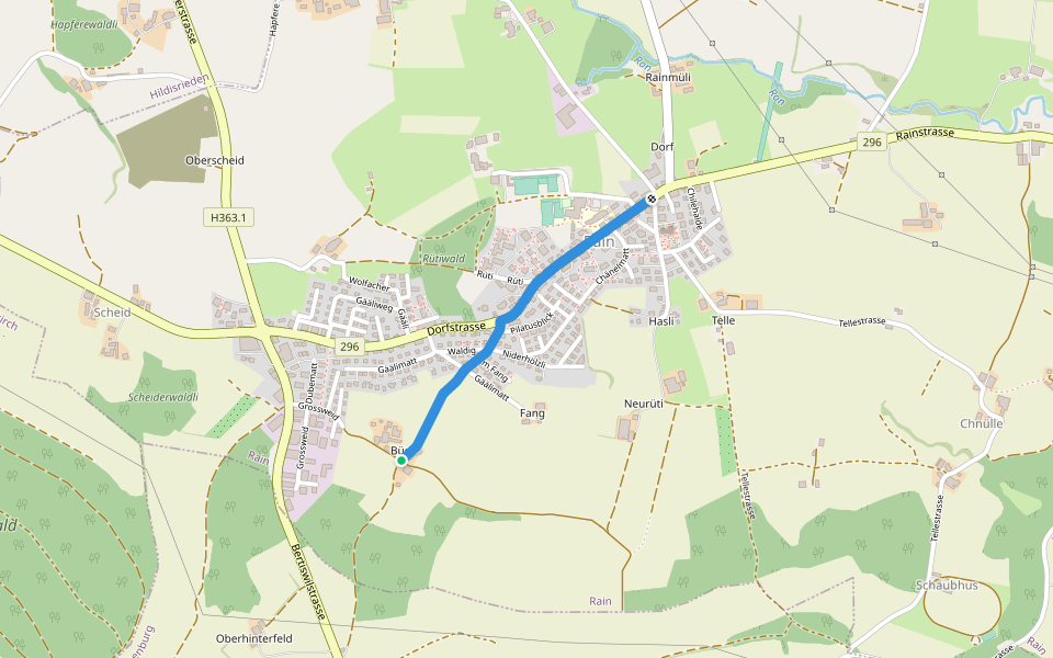 Rain - Büel walking route map in Rain