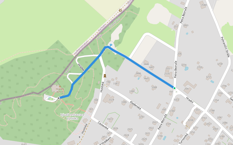 [Ž] vrchol Hrádek walking route map in Varnsdorf