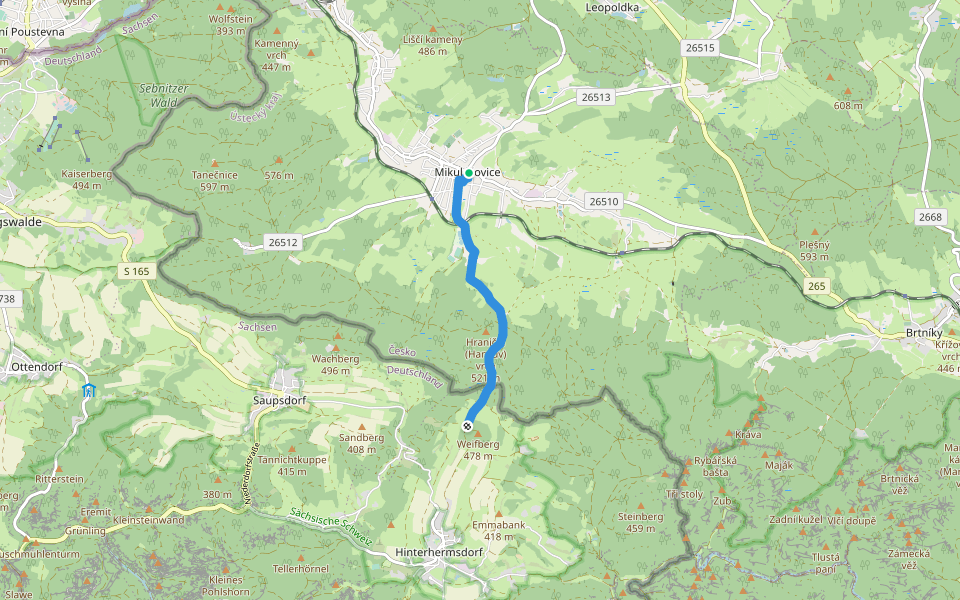[Ž] Mikulášovice - Weifberg walking route map in Mikulášovice