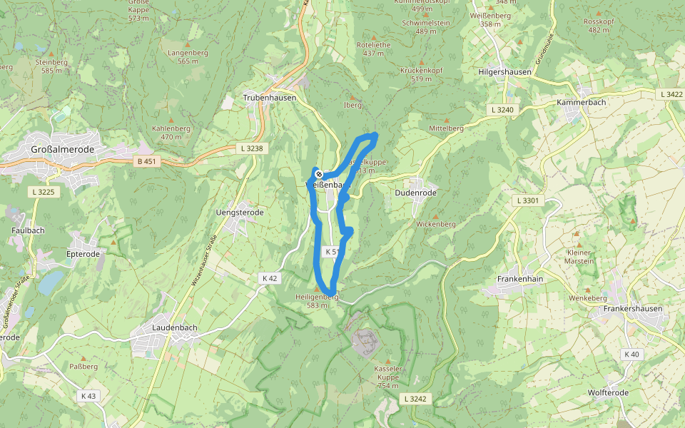 Premiumweg Heiligenberg Rundweg walking route map in Großalmerode