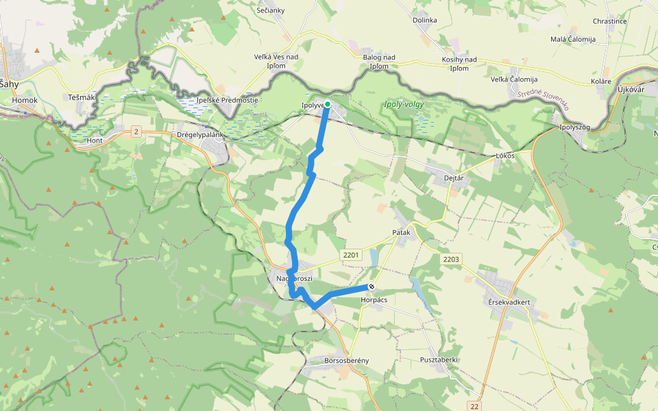 Zöldutak 2 walking route map in Ipolyvece