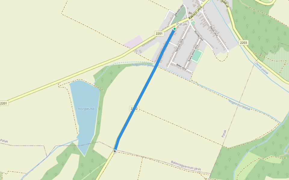 Zöldutak 12 walking route map in Patak