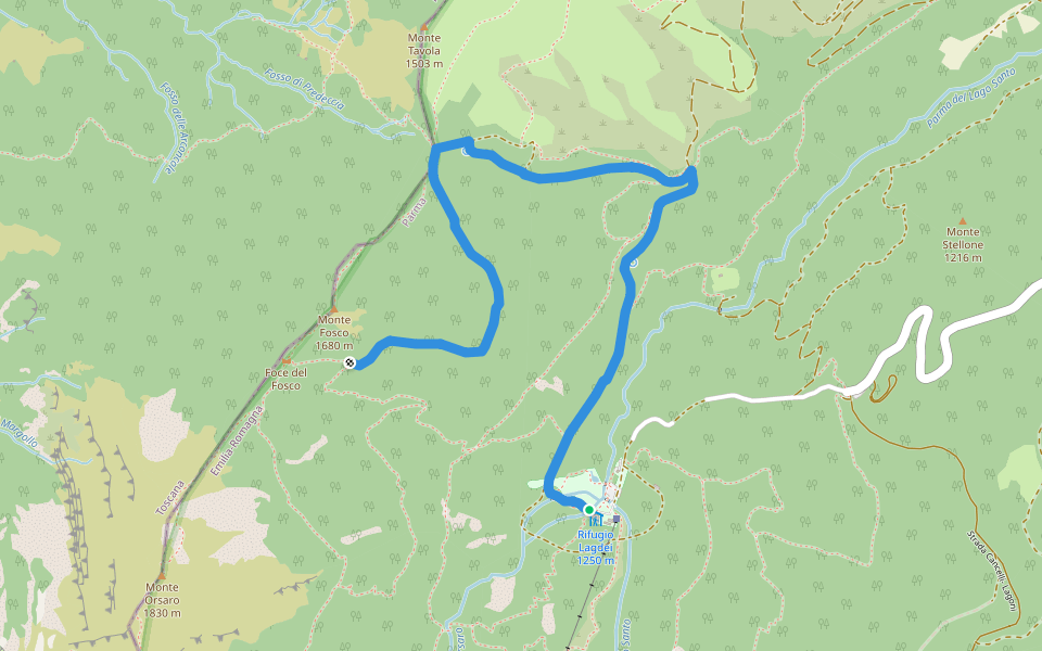 Rifugio Lagdei-Bocchetta del Tavola-Percorso 725A walking route map in Lagdei