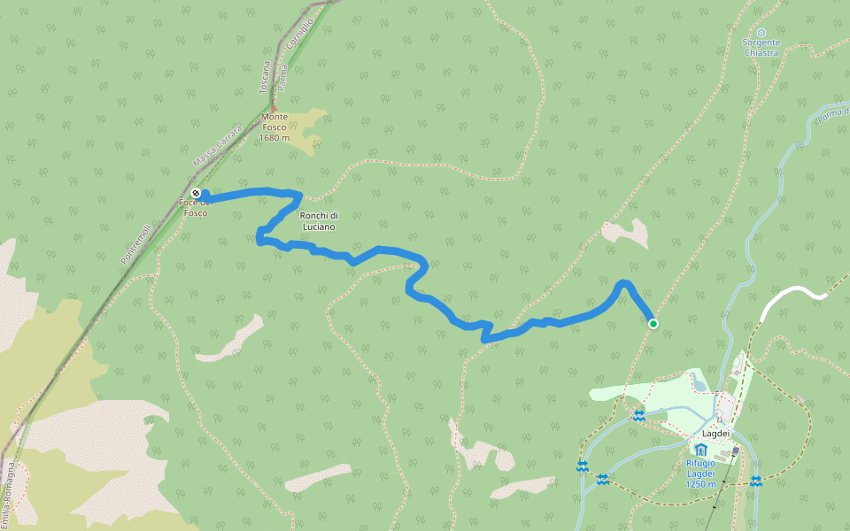 Percorso 725 - Foce del Fosco walking route map in Lagdei