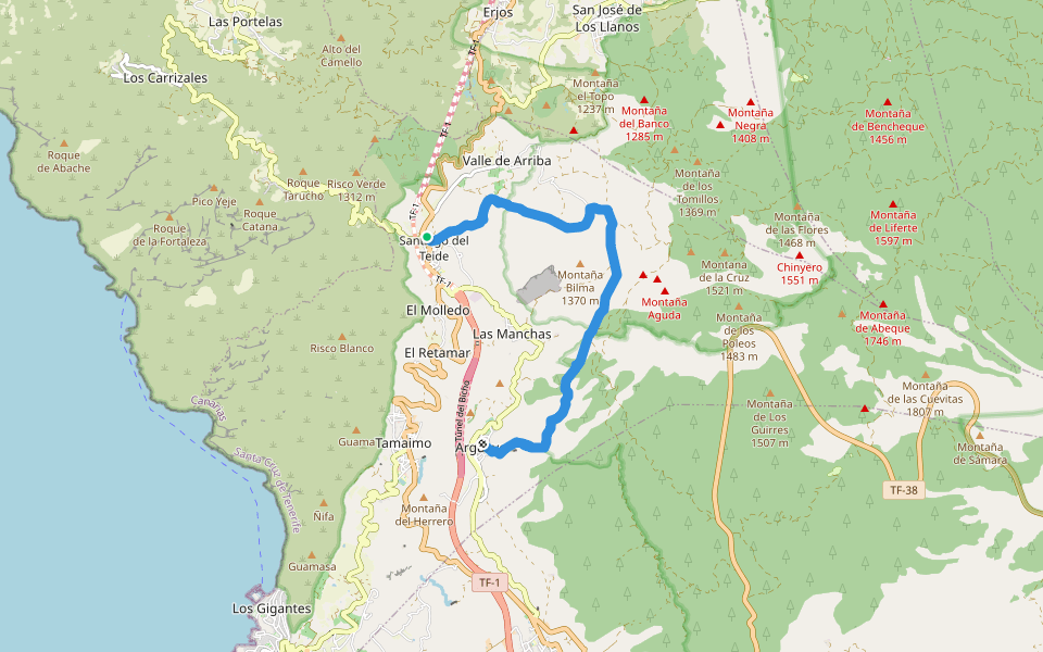 SL-TF 60 Ruta del Almendro en Flor walking route map in Santiago del Teide