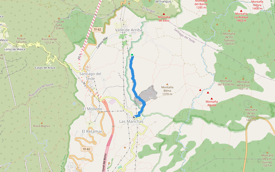 SL-TF 60.2 Las Manchas walking route map in Santiago del Teide