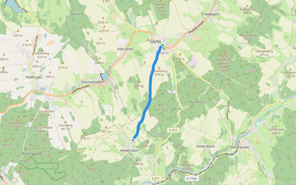 Ww Sayda - Heidersdorf walking route map in Sayda