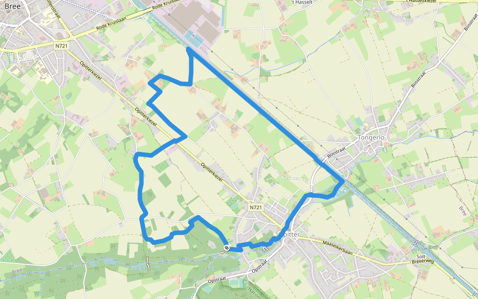 Itterdal Oranje bol walking route map in Bree