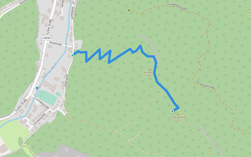 Weißenbach a. Tr. - Ludwigshöhe (blau) walking route map in Weissenbach an der Triesting