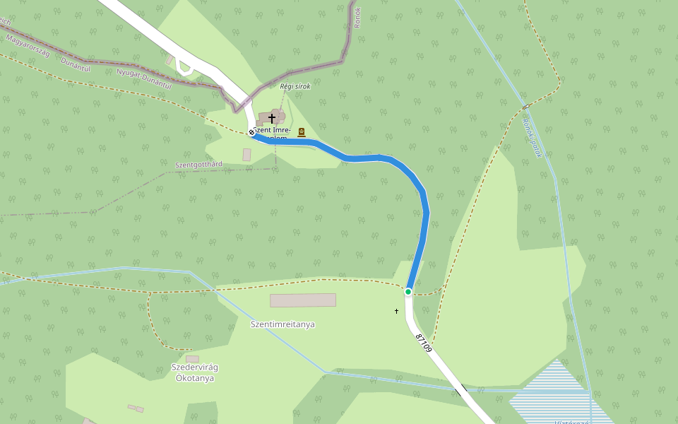 P✞ (Szent Imre-templom) walking route map in Rönök