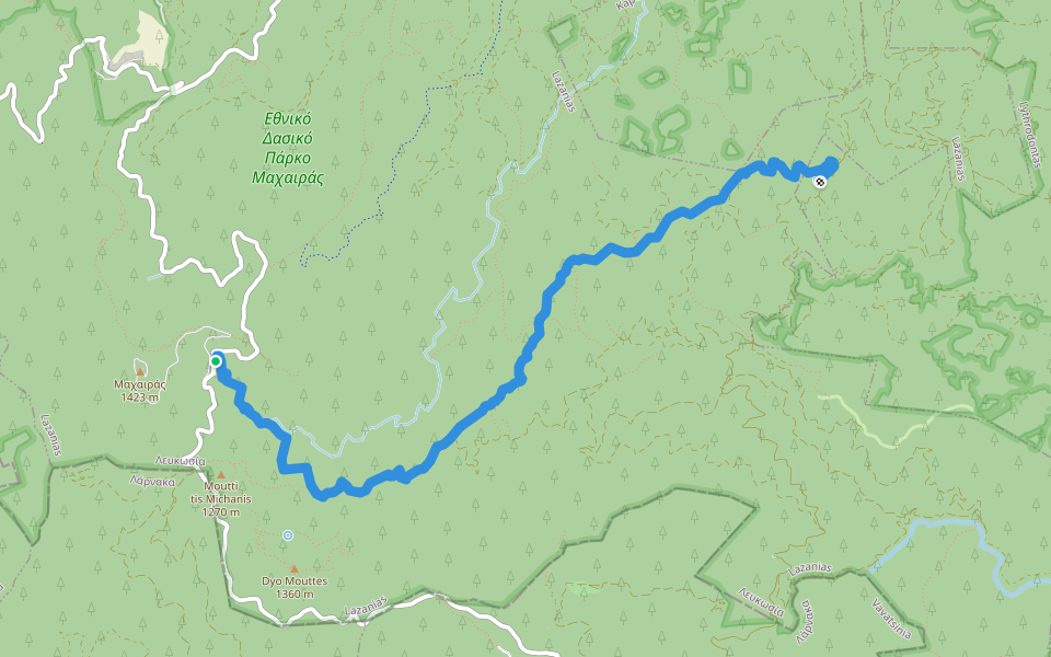 Kionia-Profitis Elias walking route map in Lazanias