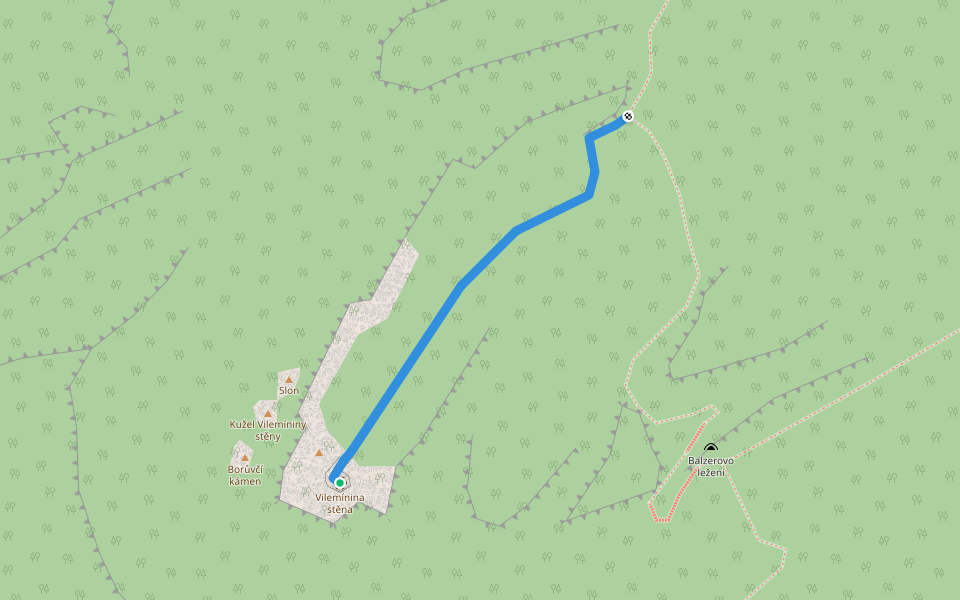 [Č] vyhlídka Vilemínina stěna walking route map in Jetřichovice