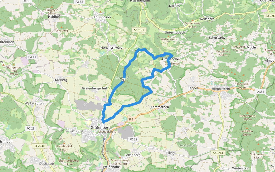 Gräfenberger Orangeringweg walking route map in Gräfenberg