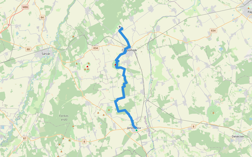 S (Kemenessömjén – Celldömölk – Ság hegy – Egyházashetye – Jánosháza) walking route map in Jánosháza