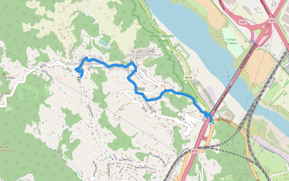 Fornola – Darola – Vezzano Ligure walking route map in Stazione-fornola